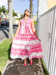 PINK BOHEMIAN PRINT SLEEVELESS DRESS