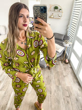 Load image into Gallery viewer, LUCKY EYES SATIN JOGGER SET
