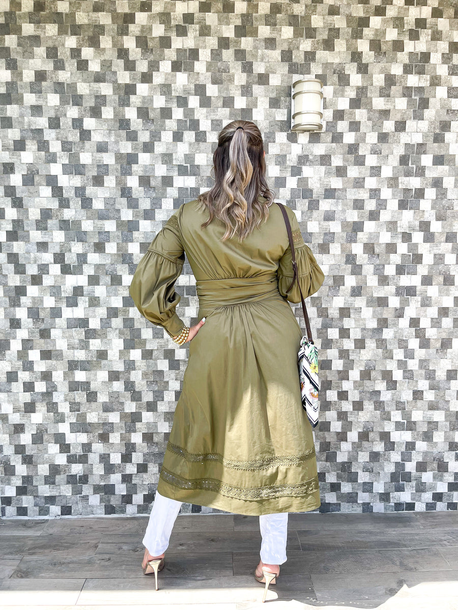 OLIVE TIE FRONT BLOUSE