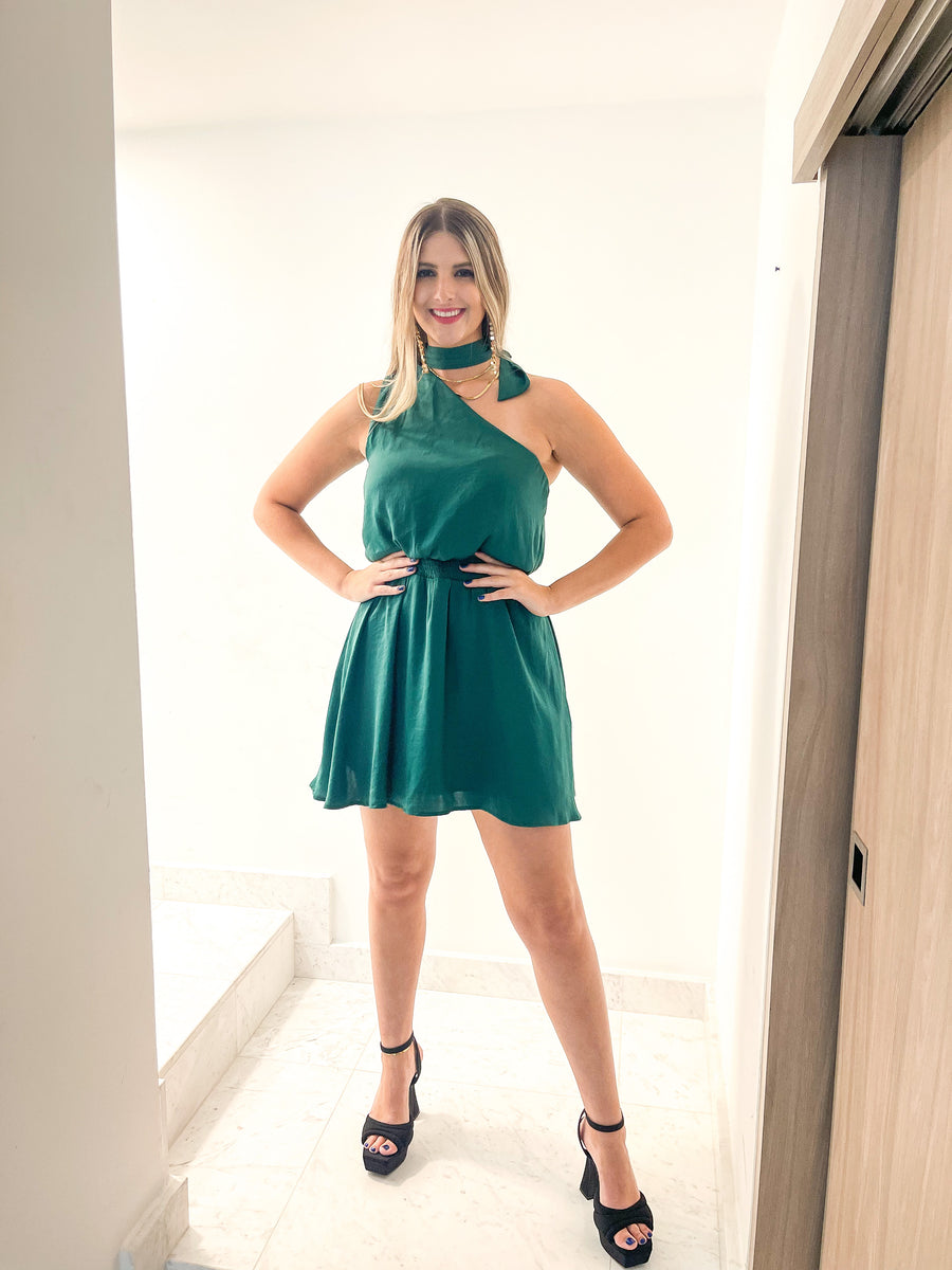 SATIN ONE SHOULDER DRESS