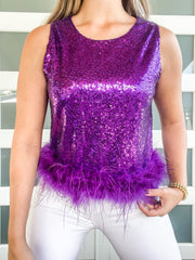SEQUIN FEATHER TOP