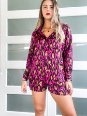 LEOPARD SATIN SHORT SET