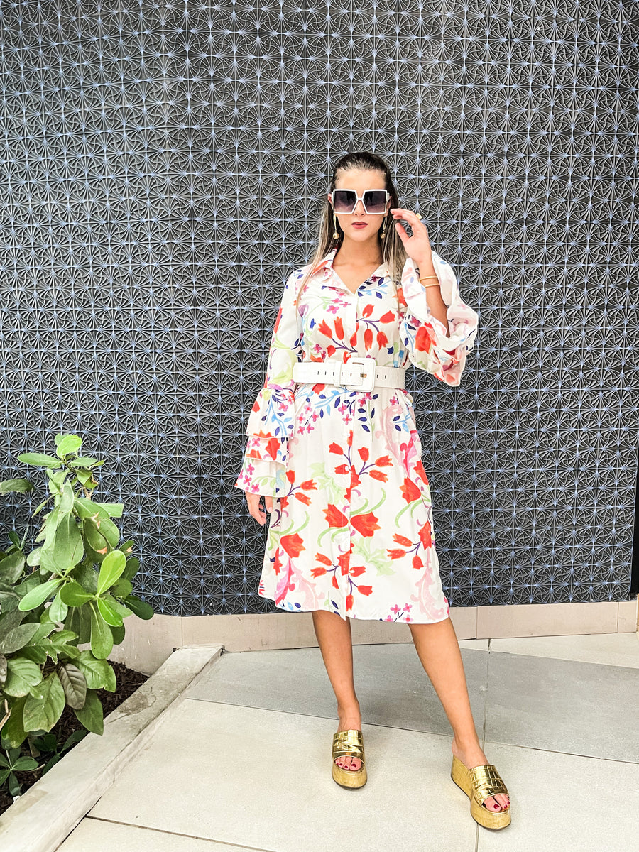 WHITE FLORAL PRINT DRESS