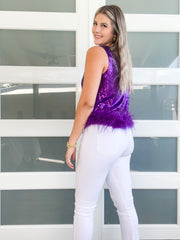 SEQUIN FEATHER TOP
