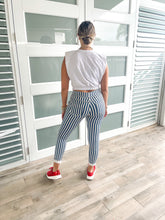 Load image into Gallery viewer, BLUE/WHITE STRIPE JOGGERS
