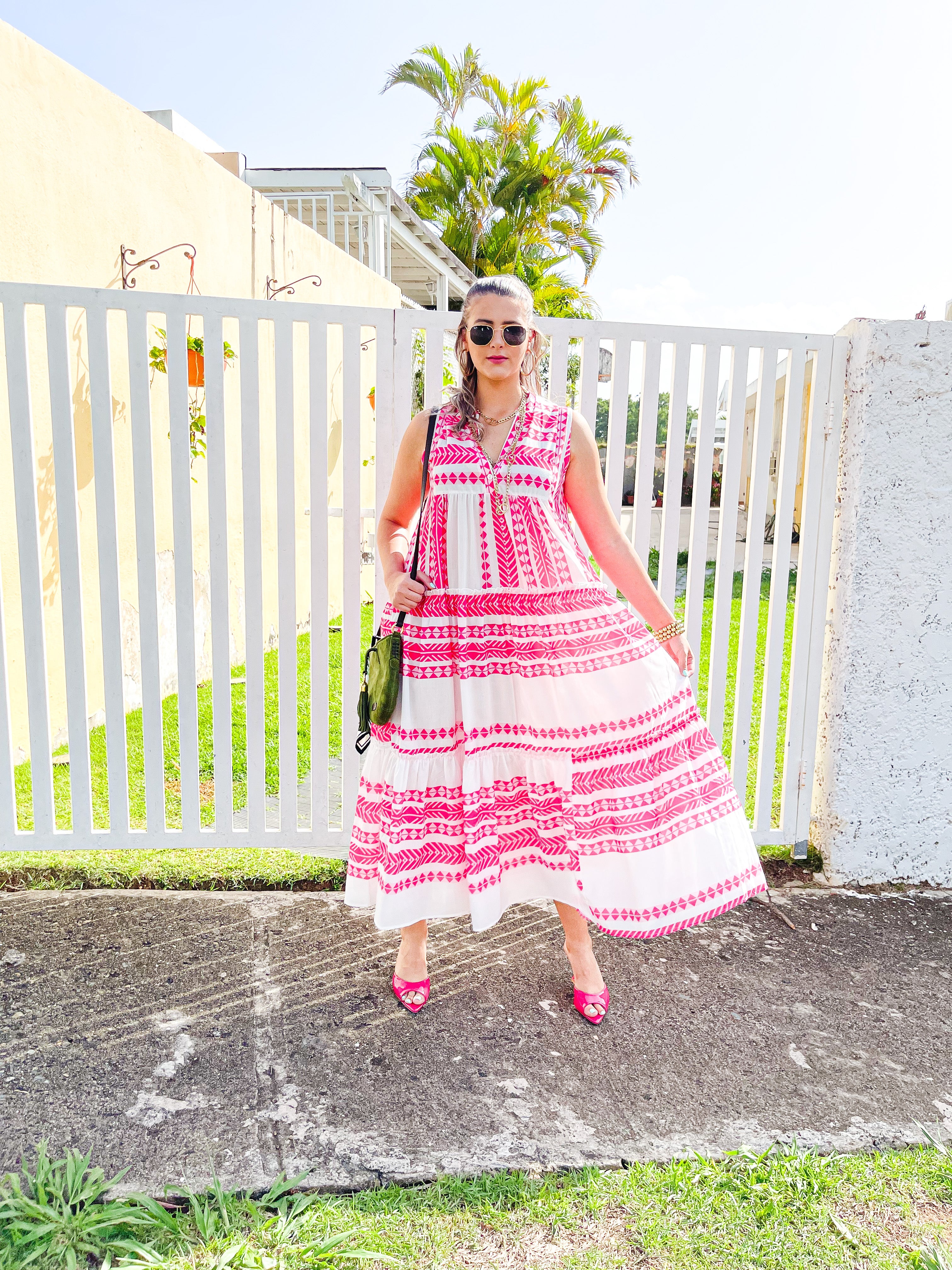 PINK BOHEMIAN PRINT SLEEVELESS DRESS