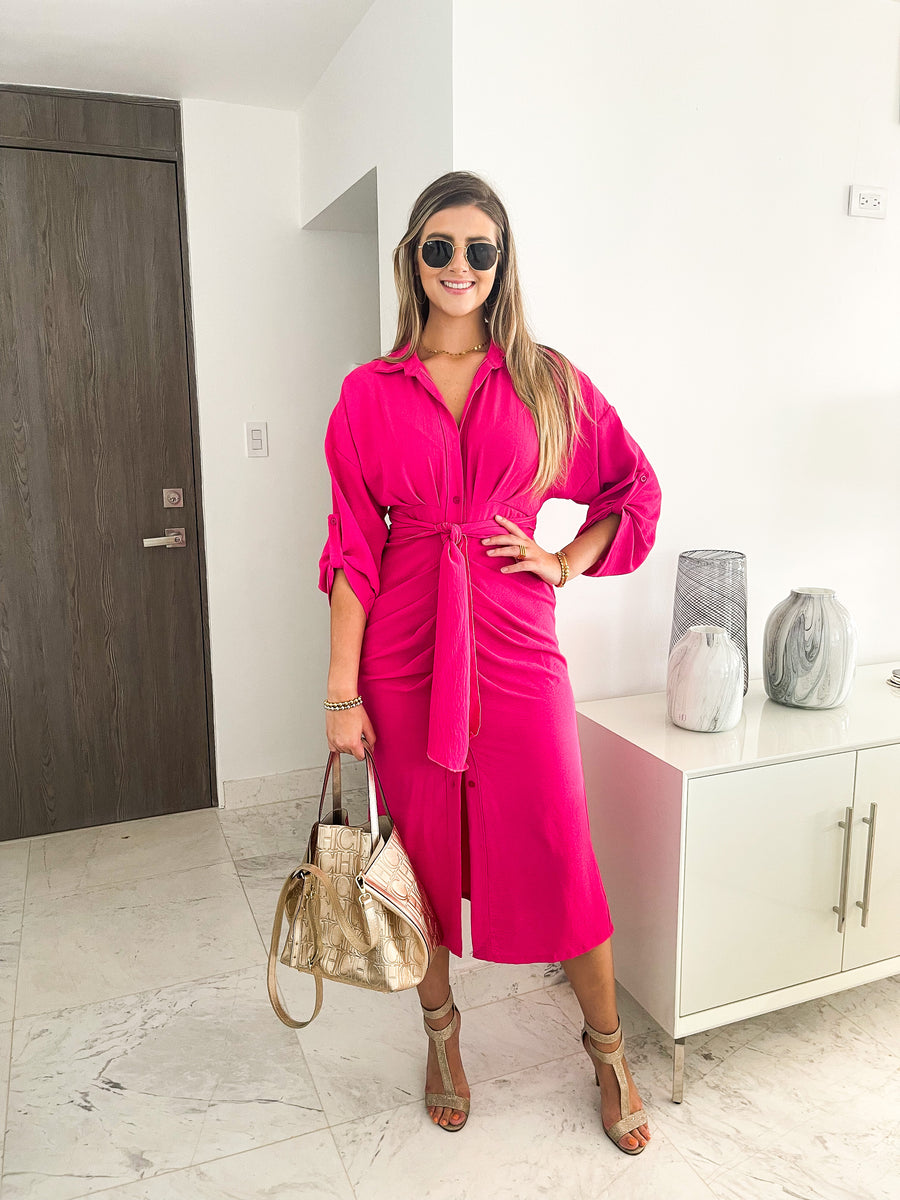 SOLID CREPE MIDI DRESS