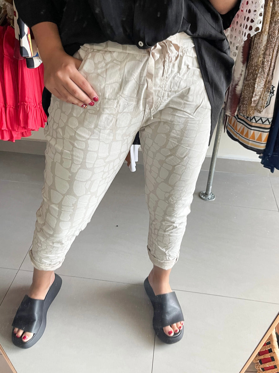 BEIGE CRINKLE JOGGER