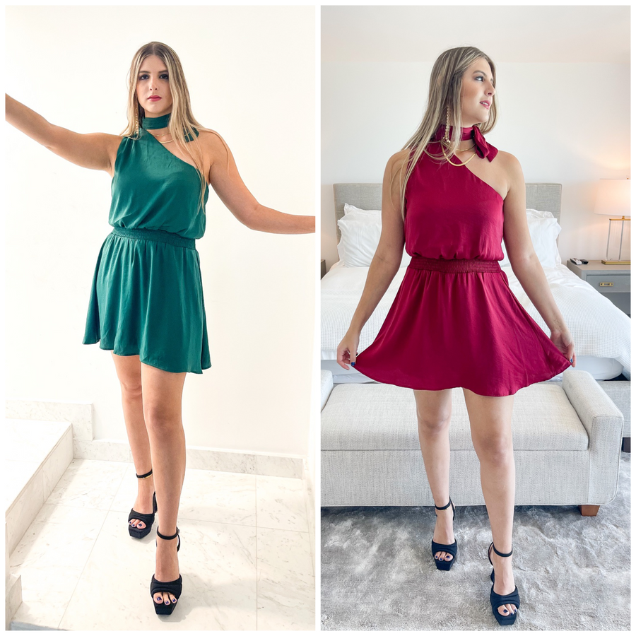 SATIN ONE SHOULDER DRESS