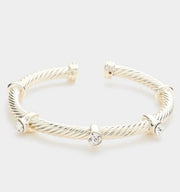 RHINESTONES TWISTED CUFF BRACELET