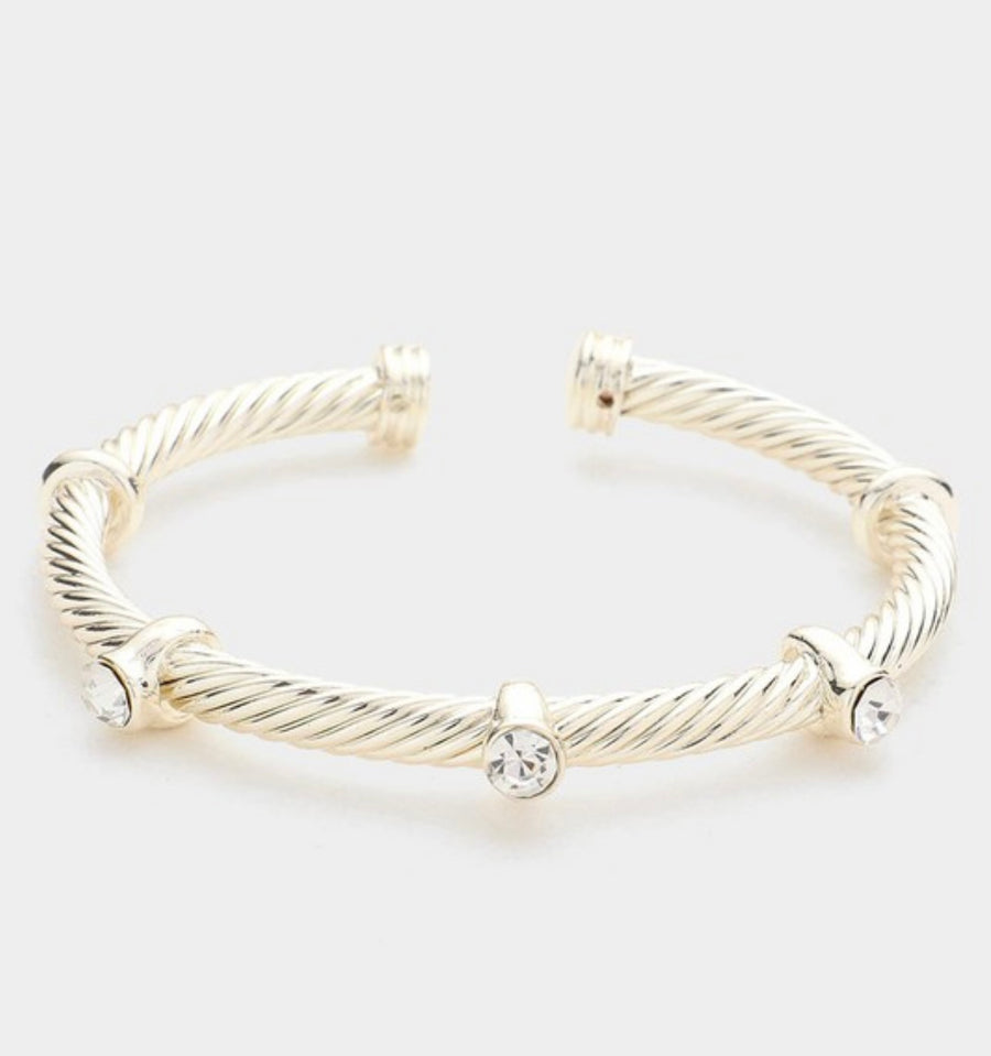 RHINESTONES TWISTED CUFF BRACELET