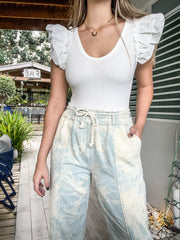 SPLASH BLUE DENIM WIDE PANTS