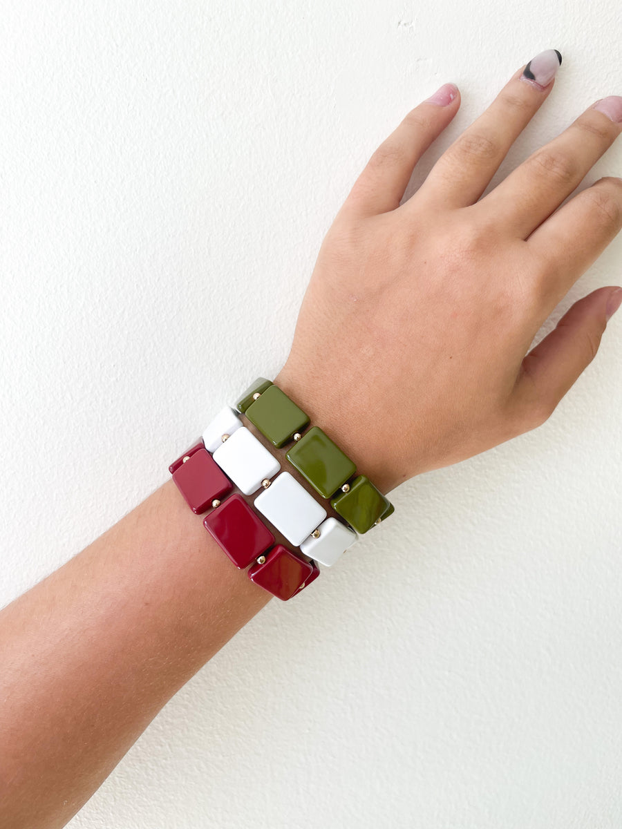 SET RECTANGLE ELASTIC BRACELET