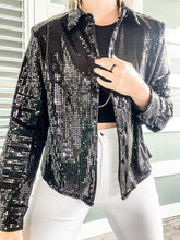 Load image into Gallery viewer, BLACK SQUARE MIRROR SEQUIN TOP
