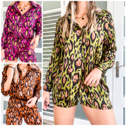 LEOPARD SATIN SHORT SET