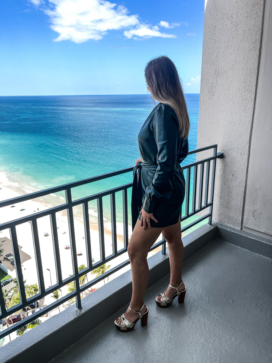 HUNTER GREEN LEATHER ROMPER