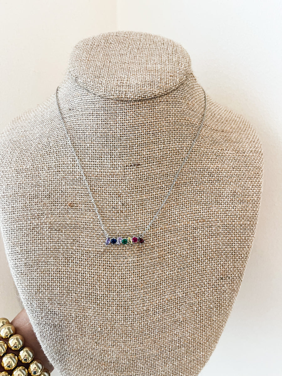 SILVER RAINBOW MESSAGE NECKLACE