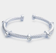 RHINESTONES TWISTED CUFF BRACELET