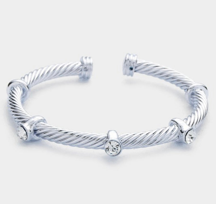 RHINESTONES TWISTED CUFF BRACELET