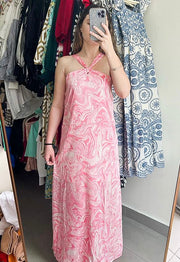 PINK MARBLE SATIN DRESS