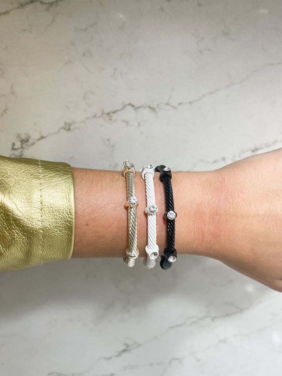 RHINESTONES TWISTED CUFF BRACELET