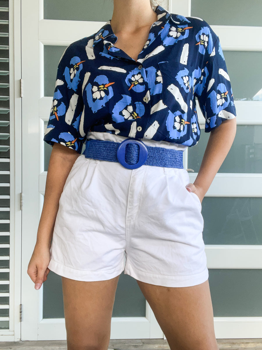 CIRCLE BUCKLE STRAW BELT
