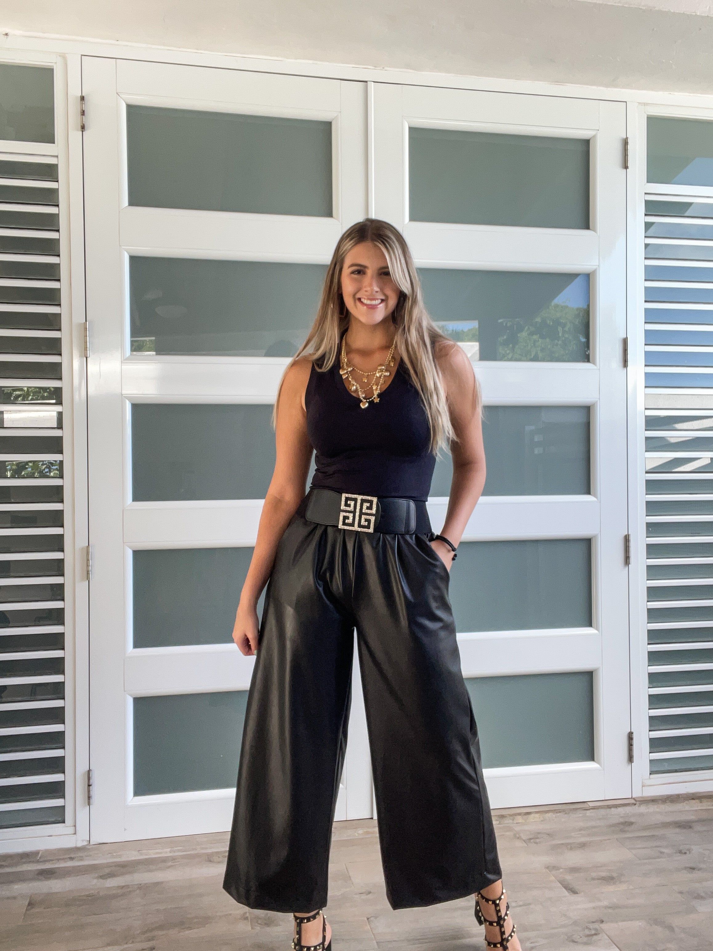 FAUX LEATHER PALAZZO PANTS