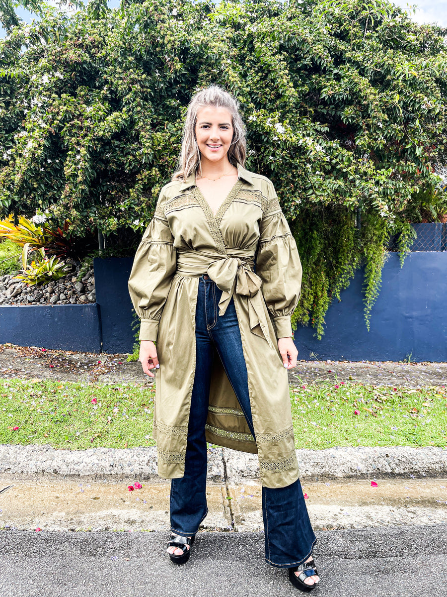 OLIVE TIE FRONT BLOUSE