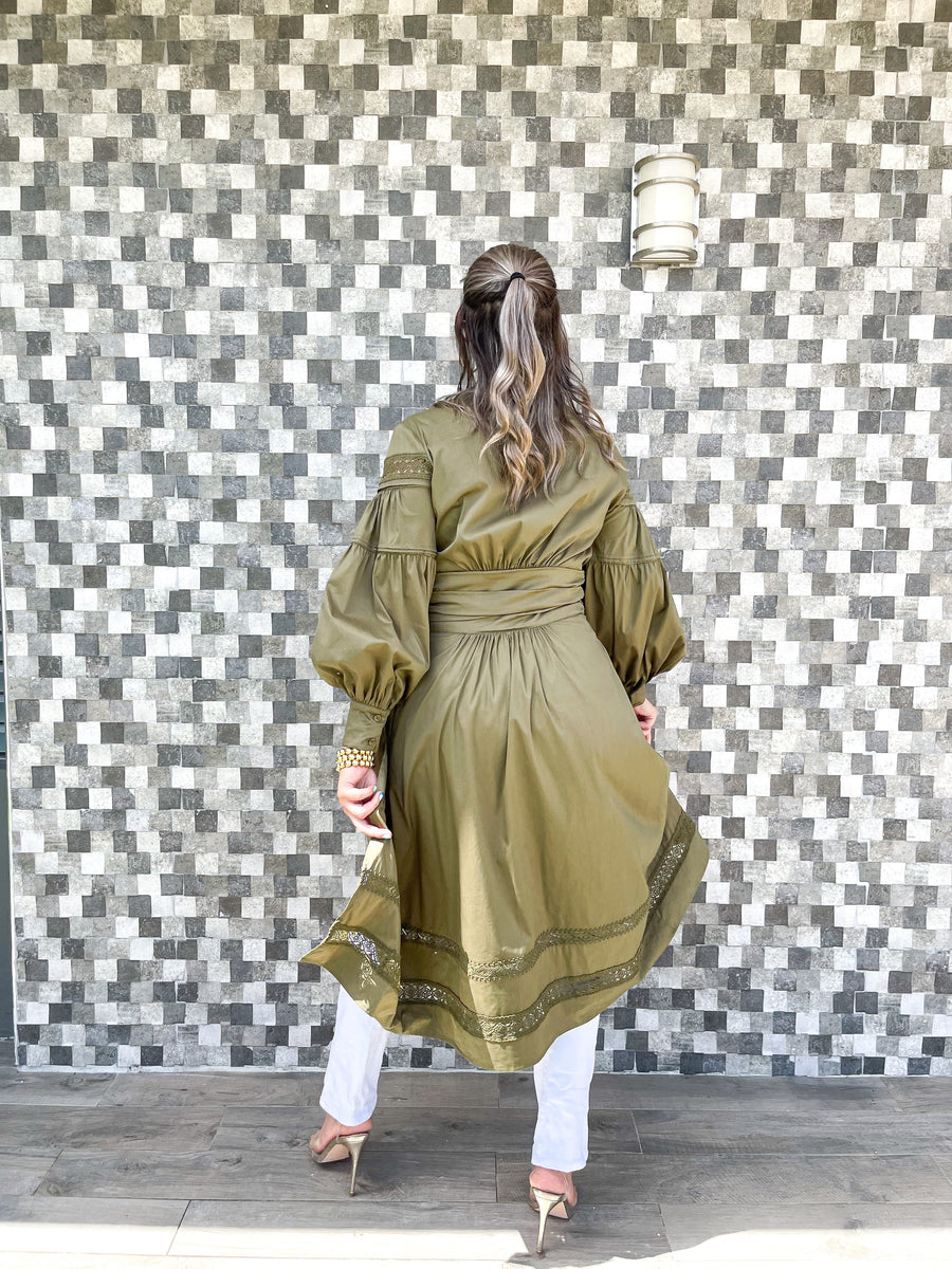 OLIVE TIE FRONT BLOUSE