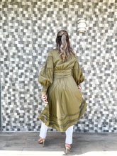 Load image into Gallery viewer, OLIVE TIE FRONT BLOUSE
