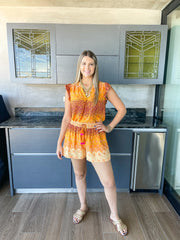 TANGERINE PRINT TOP