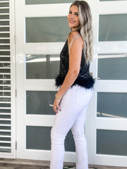 SEQUIN FEATHER TOP