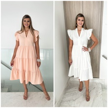 Load image into Gallery viewer, RUFFLE SLEEVES MIDI DRESS
