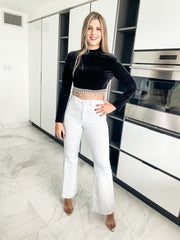 BLACK VELVET RHINESTONES CROP TOP