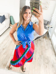 ELECTRIC BLUE SLEEVELESS BLOUSE