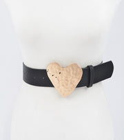 HAMMERED HEART SHAPE BUCKLE BELT *PLUS SIZE*