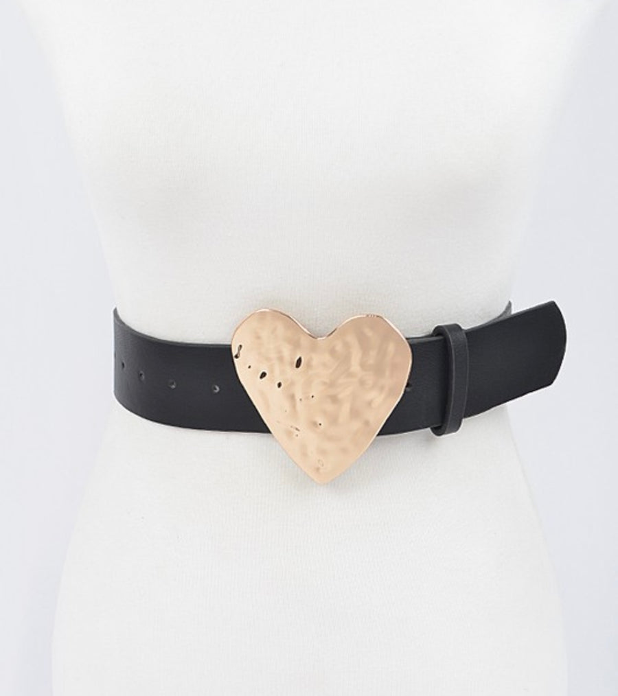 HAMMERED HEART SHAPE BUCKLE BELT *PLUS SIZE*