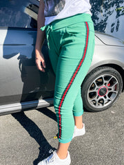 GREEN RED STRIPE JOGGERS