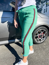 Load image into Gallery viewer, GREEN RED STRIPE JOGGERS
