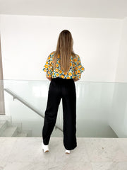 FLOWER PRINT PUFF SLEEVES BLOUSE