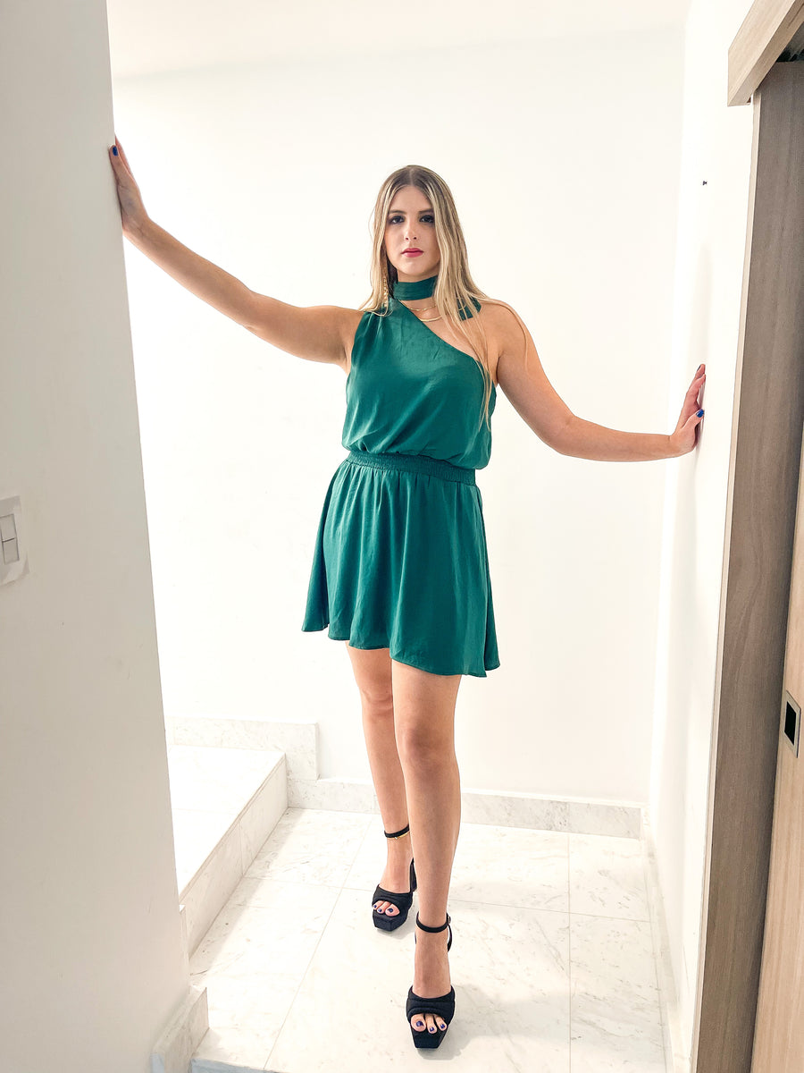SATIN ONE SHOULDER DRESS