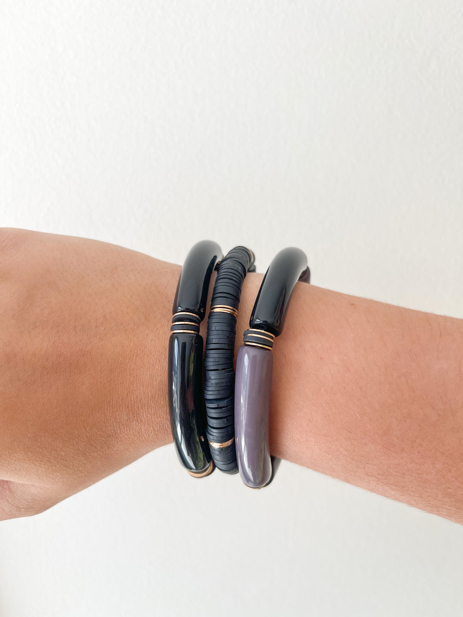 BLACK TRIO ELASTIC BRACELET SET