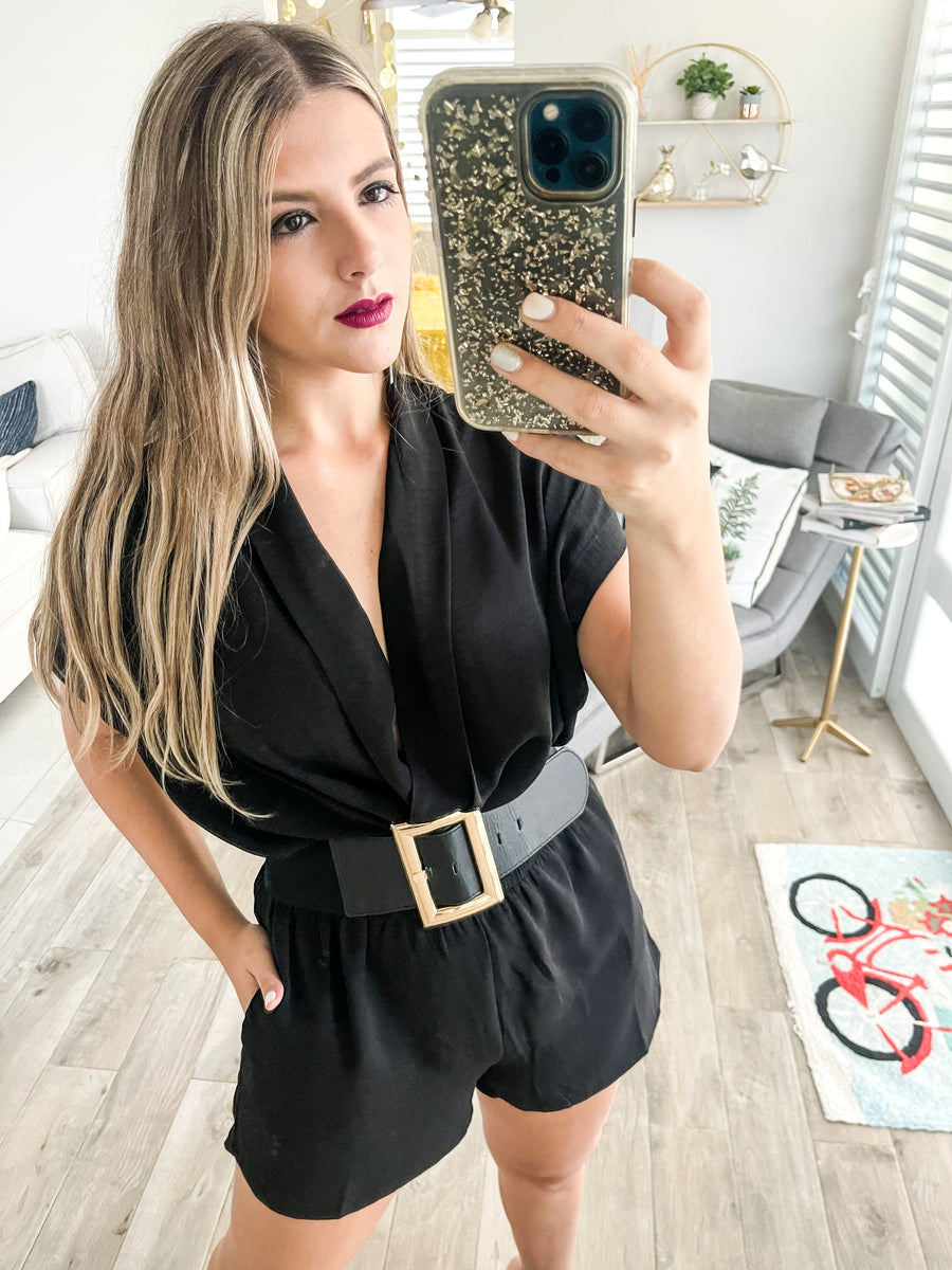 SURPLICE NECKLINE ROMPER