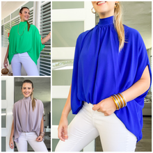Cargar imagen en el visor de la galería, SOLID MOCK NECK CAFTAN BLOUSE

