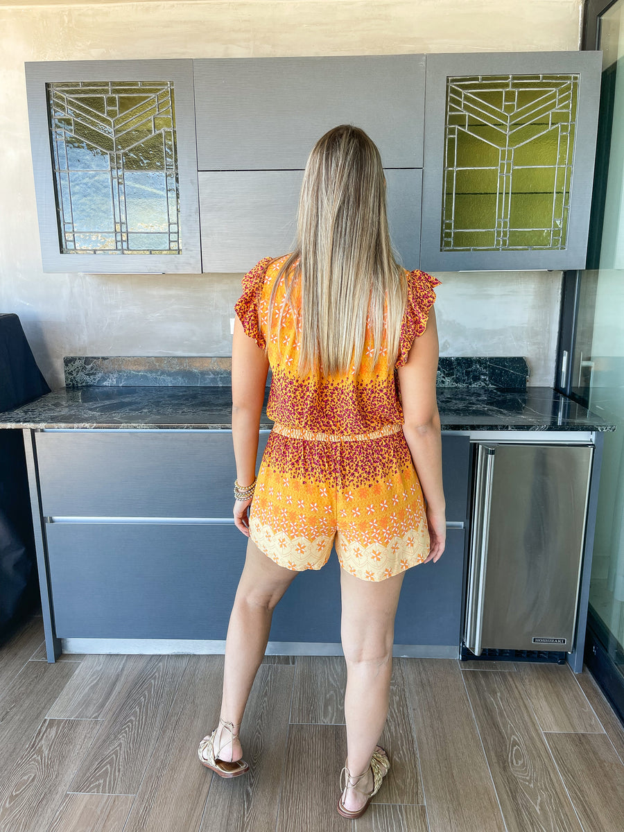 TANGERINE PRINT TOP