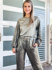 SEQUIN SATIN BLOUSE