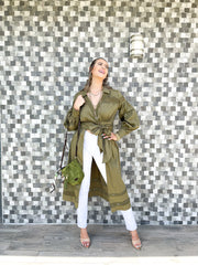 OLIVE TIE FRONT BLOUSE