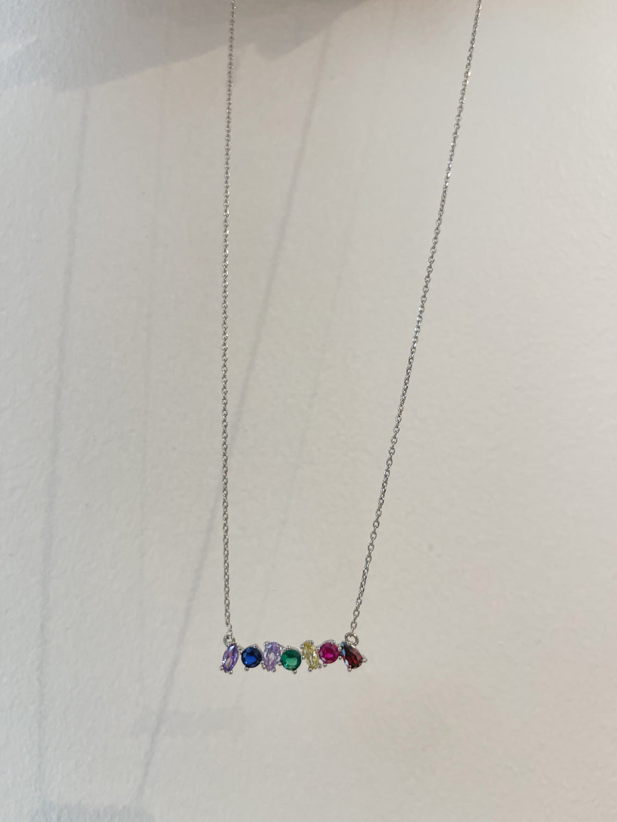 SILVER RAINBOW MESSAGE NECKLACE