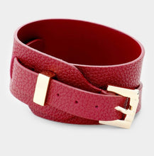 Load image into Gallery viewer, FAUX LEATHER BELT BUCKLE BRACELET
