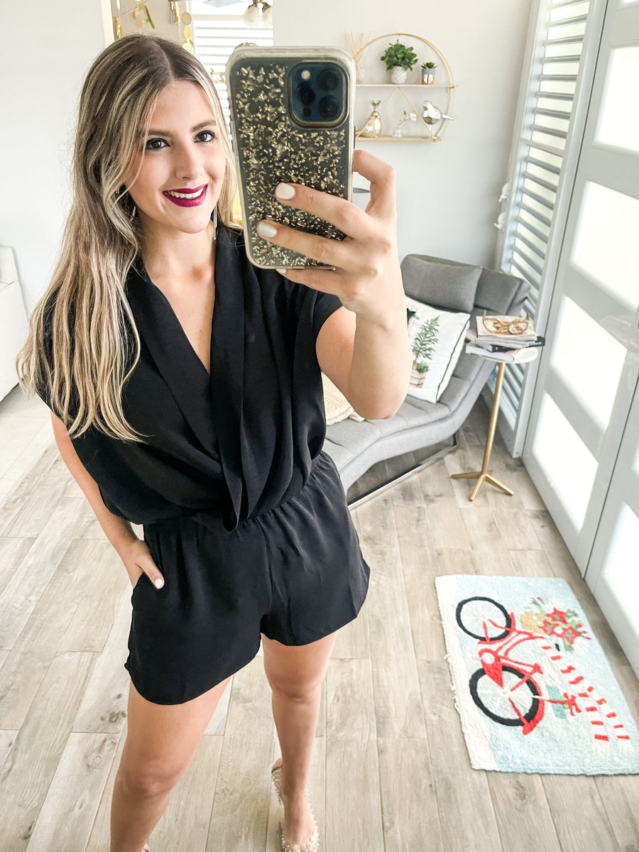 SURPLICE NECKLINE ROMPER